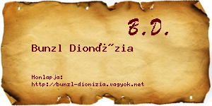 Bunzl Dionízia névjegykártya